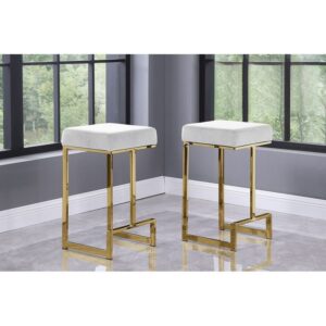 Faux Leather or Velvet C/Height Stool w/ Gold Frame Available in Black, Grey, and White. $229