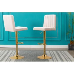 VELVET SWIVEL Bar Stool with Silver or Gold Plated Base. Color Avail.: Black, Grey, Beige, Blue, and Pink. $259