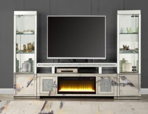 Glass TV stand with chrome accents