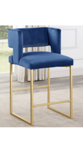 Velvet w/ Gold Leg Counter Height Stool Color Avail.: Black, Blue, Cream, or Grey $349