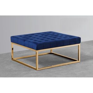 OTTOMAN Navy Blue Velour Ottoman With a Gold Plated Frame $259.90