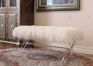 Fur bench/Ottoman with Acrylic Legs $279.99