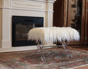 Fur bench/Ottoman with Acrylic Legs. 2 Colors to Choose: White or Pink $199.99