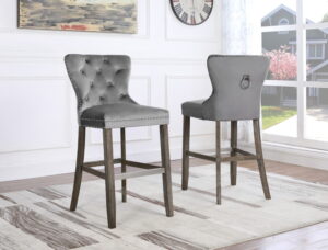 Tufted Velvet Upholstered Bar stool in Weathered Grey, Set of 2 $419.99