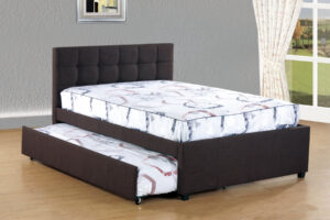 Full Bed With Twin Trundle in coffee linen fabric $524.99