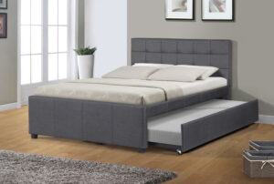 Full Bed With Twin Trundle in grey linen fabric $524.99