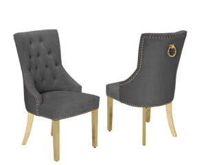 Tufted Velvet Upholstered Side Chairs, 4 Colors to Choose (Set of 2) – Dark grey $699