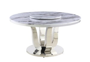 White Marble Top Dining Table with Lazy Susan $1849
