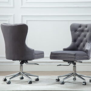 Adjustable and Mobile Office Chair with Tufted Buttons and Nailhead Trim (Available in grey, Blue, and Black) $239.99