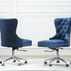 Adjustable and Mobile Office Chair with Tufted Buttons and Nailhead Trim (Available in grey, Blue, and Black) $239.99