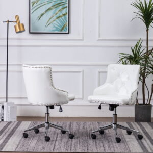 Tufted Faux Leather Adjustable Side Chair in White – Single Only $239.99