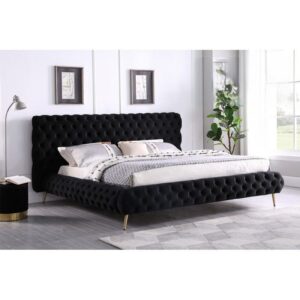 Modern Velvet Upholstered queenBed Available in Black, Grey, Blue, Pink, and Cream. $719.99