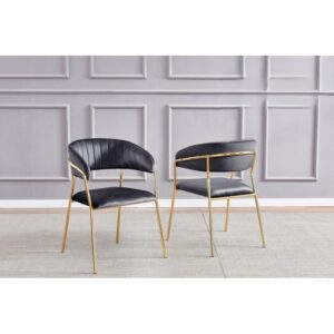 MODERN DINING CHAIR Velour Gold Plated Dining Chair. Avail.: Blue, Grey, Green or Pink 2pc $299.90