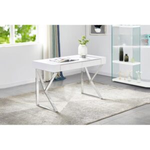 COMPUTER DESK White Computer Desk With Chrome or Gold Legs $389.90