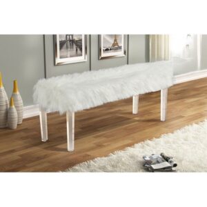 ACCENT BENCH White Accent Bench With Clear Legs $169.90