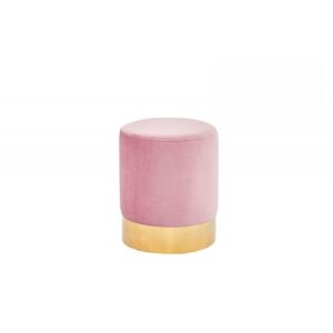 ACCENT STOOL Round Pink Velvet Accent Stool or Ottoman with Gold base. $79.90