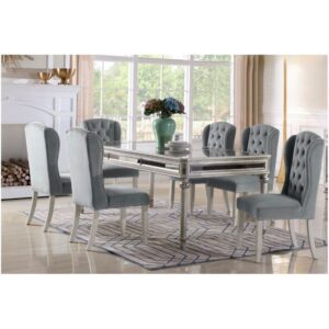 Table: Antique Cream w/Mirrored Chair: Grey or Beige Fabric with Ant. Cream Wood 7pc $1989.90