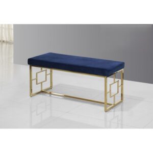 ACCENT BENCH Blue Velour on a Gold Plated Frame $219.90