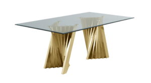 Best Quality Furniture Modern 78″ Glass Dining Table with Gold Spiral Base $1479