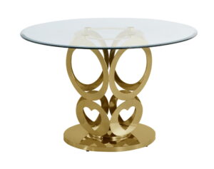 Round Dining Glass Table with Stainless Steel Gold Base $1399