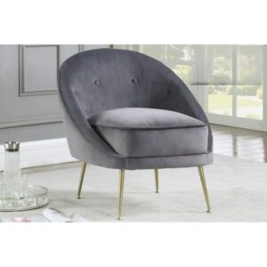 ACCENT CHAIR Grey Velour w/ Gold Legs $189.90