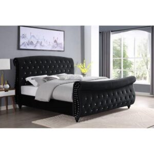 Velour Tufted queenBed With Like Crystals & Nailhead $679.99