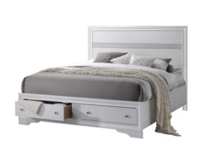Platform Panel Bed with 2 Footboard Drawers and Glimmering Stip Across the Head Board and Footboard $849.99